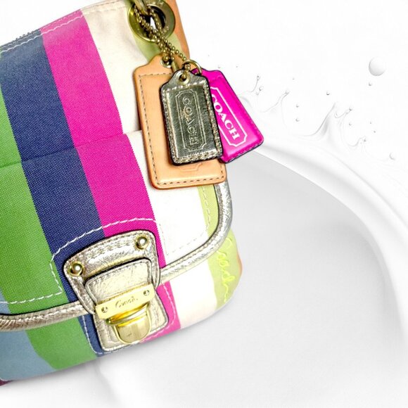 COACH Poppy Legacy multicolor sequin striped Hippie bag & wallet - Picture 5 of 15